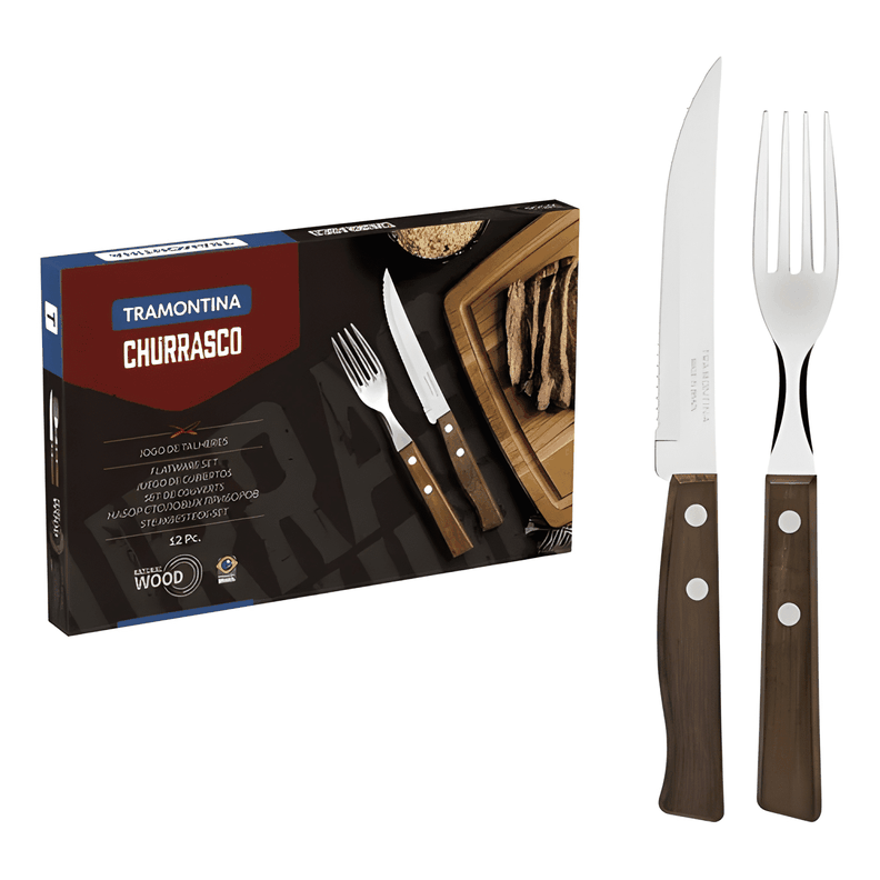 Juego para asado 12 pzas en madera natural Café #1