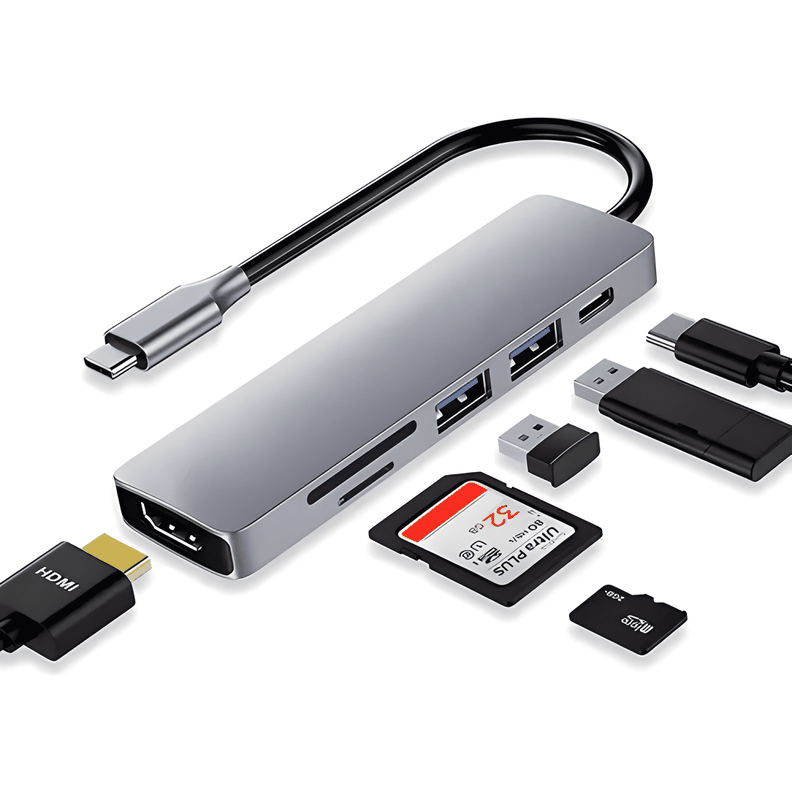 Hub adaptador USB-C 6 en 1 para Mac y notebooks