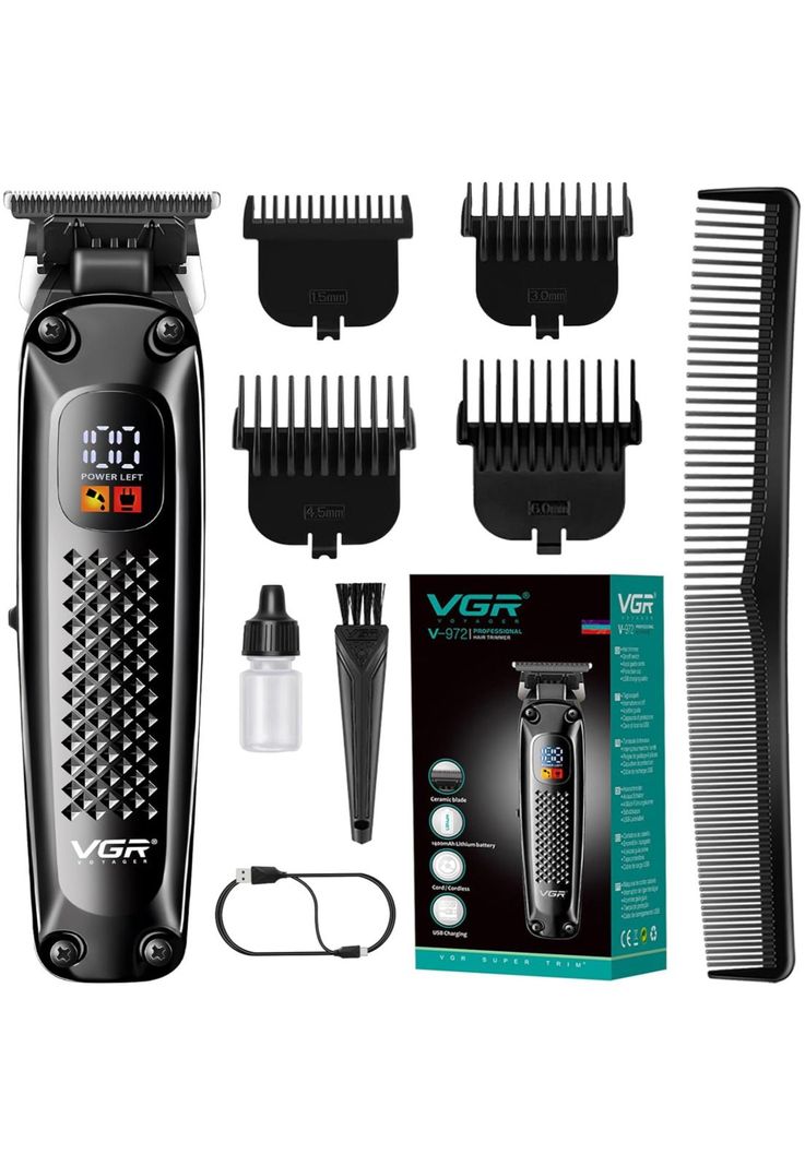 Máquina Patillera Profesional Recargable VGR V-972 Led Usb-1