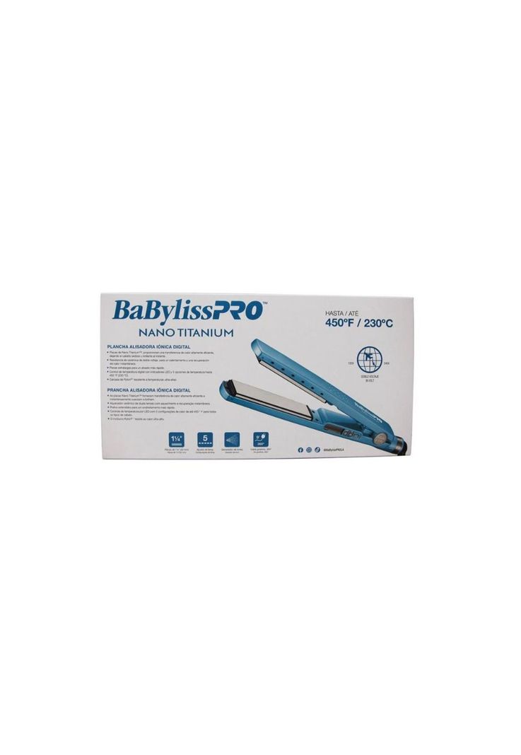 Plancha Babyliss PRO 1¼" 32MM Iónica Nano Titanium BNT4091-3