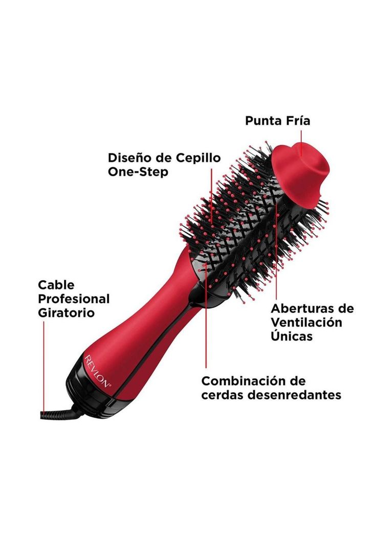 Revlon Cepillo Secador De Pelo Voluminizador Anti Frizz Rojo-2