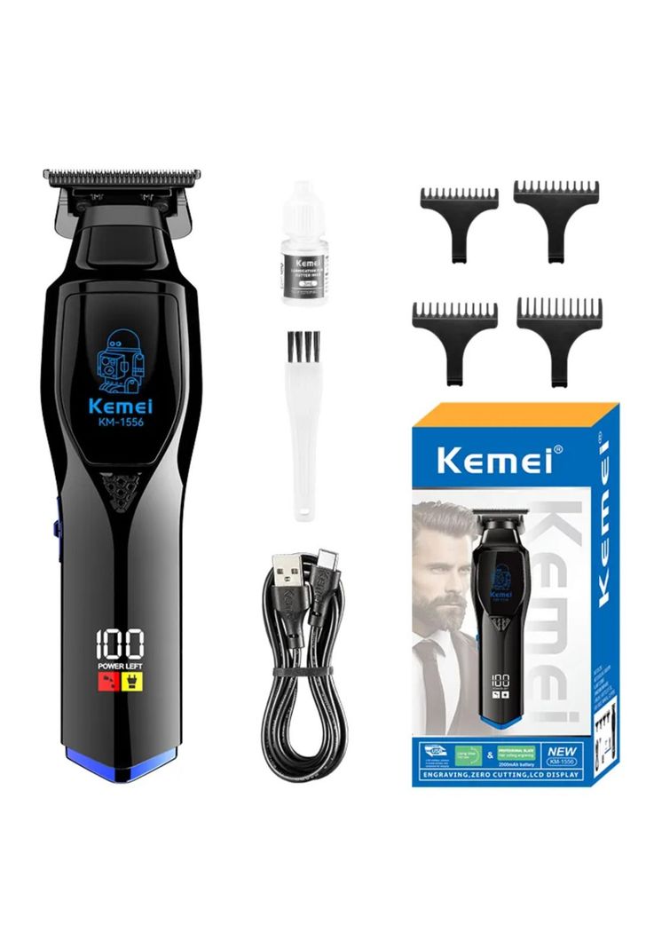 Maquina Patillera Trimmer Recargable Kemei KM-1556 Digital-1