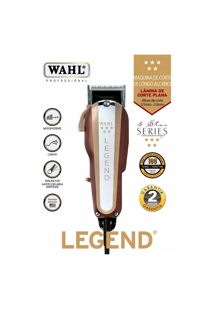 Cortadora de pelo Wahl Professional 5 Star Legend 8147 plateada y roja 220V-3