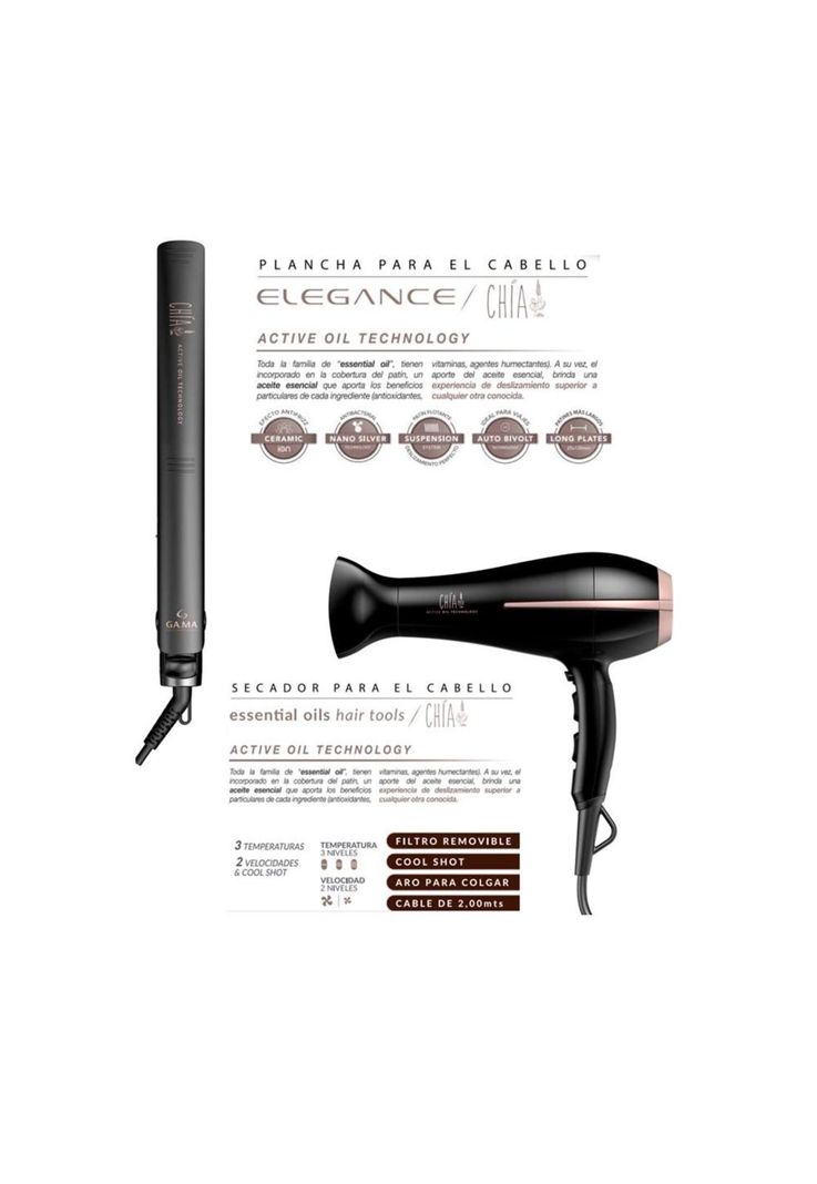 Combo Alisador de Pelo Elegance Chía + Secador de Pelo Chía-2