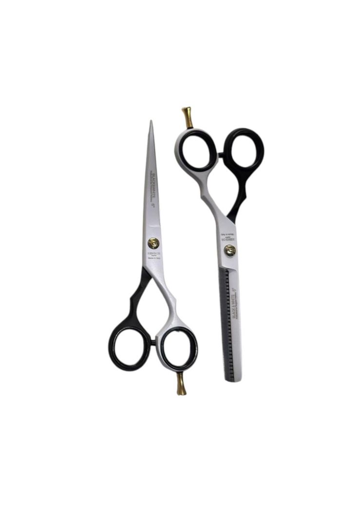 Set Tijera Henbor Microdentada Y Esculpidora Blanca & Negro 6" Blanco