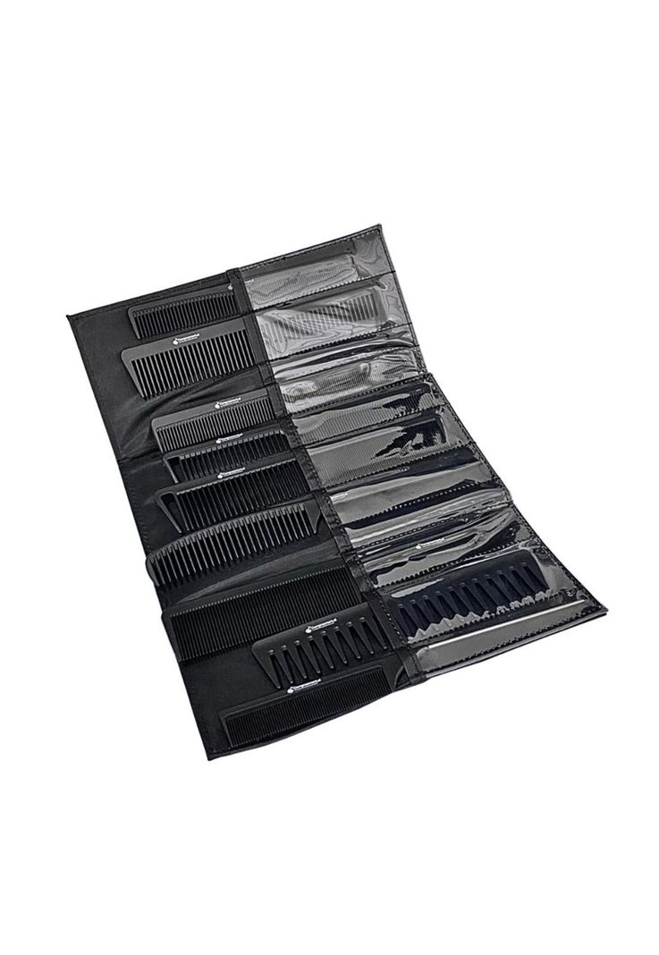 Set de Peinetas 9 pcs Carbon Professional Para Pelquieria CON Estuche-1