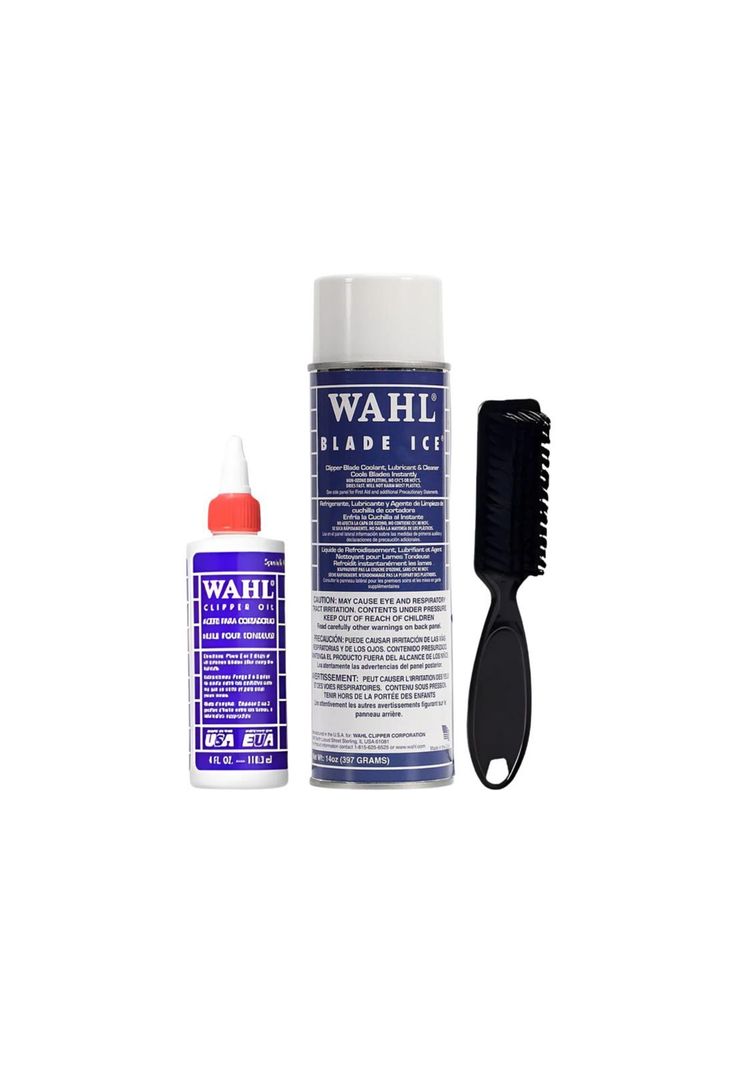 Wahl Pack Limpieza Maquina Spray Enfriador + Aceite + Cepillo Fade Acero