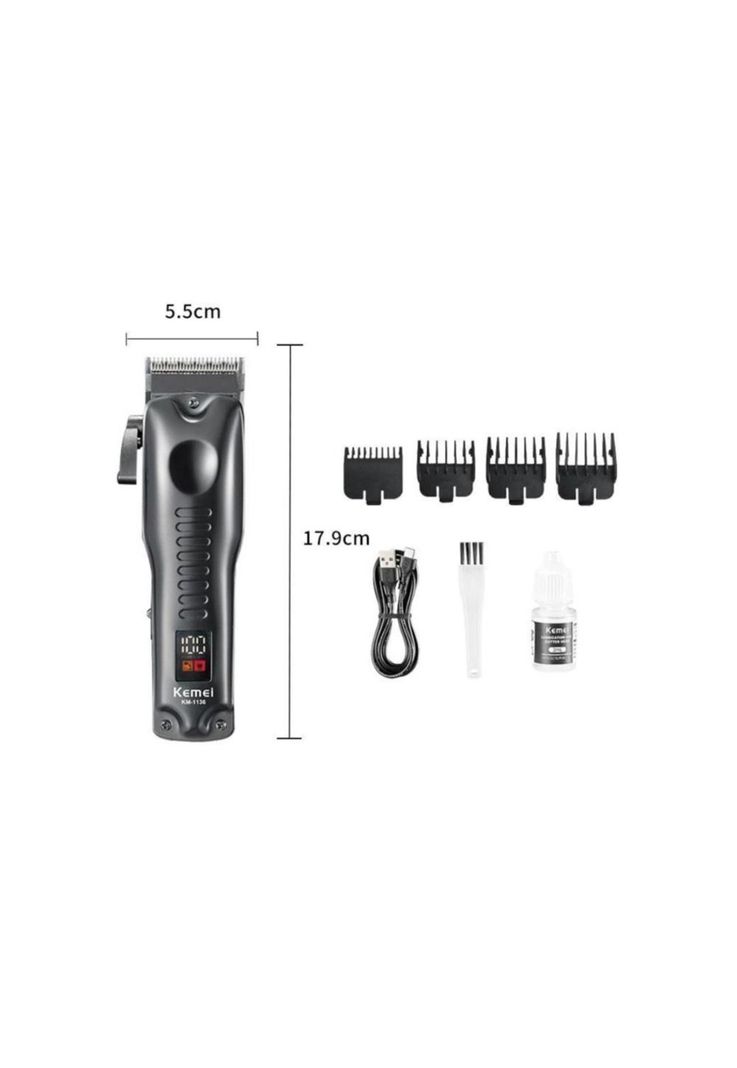 Maquina Cortepelo Kemei 1136 Clipper Inalambrica Negro-2
