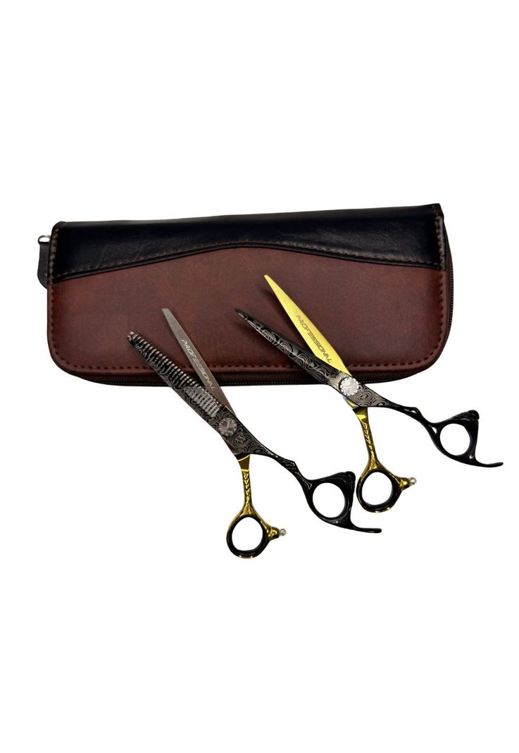 Set de Tijeras Wmark Pro D96-PS024 6" Con Negro Y Dorado