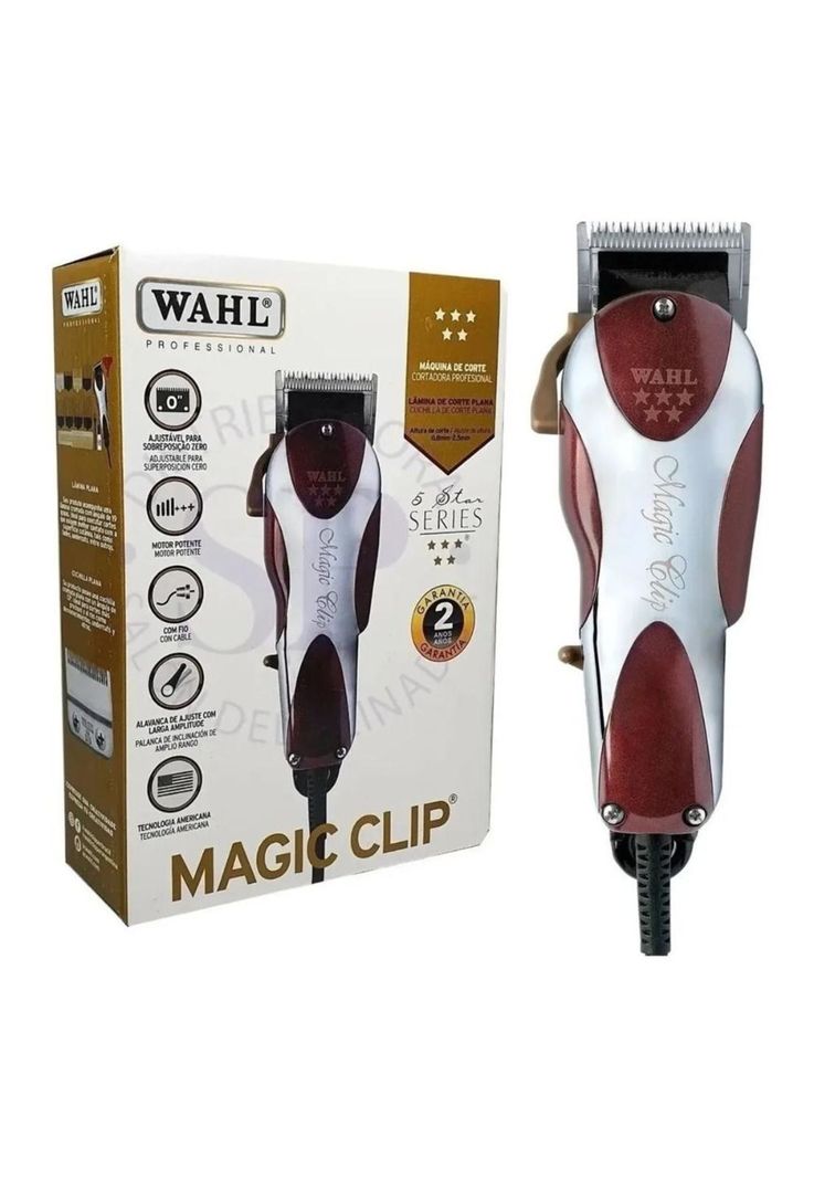 Cortadora de cabello Wahl 5 Star Magic Clip plata y roja 220V-1