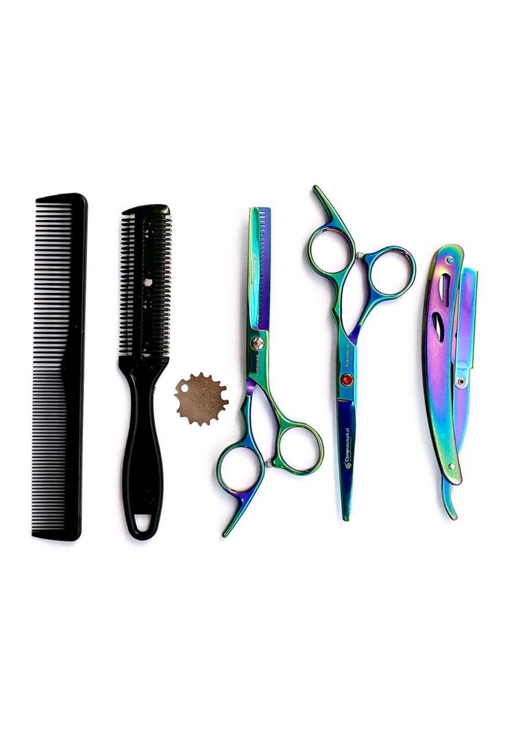 Set Tijera Profesional Peluquería Navaja Entresacadora 6'' Verde Claro-0