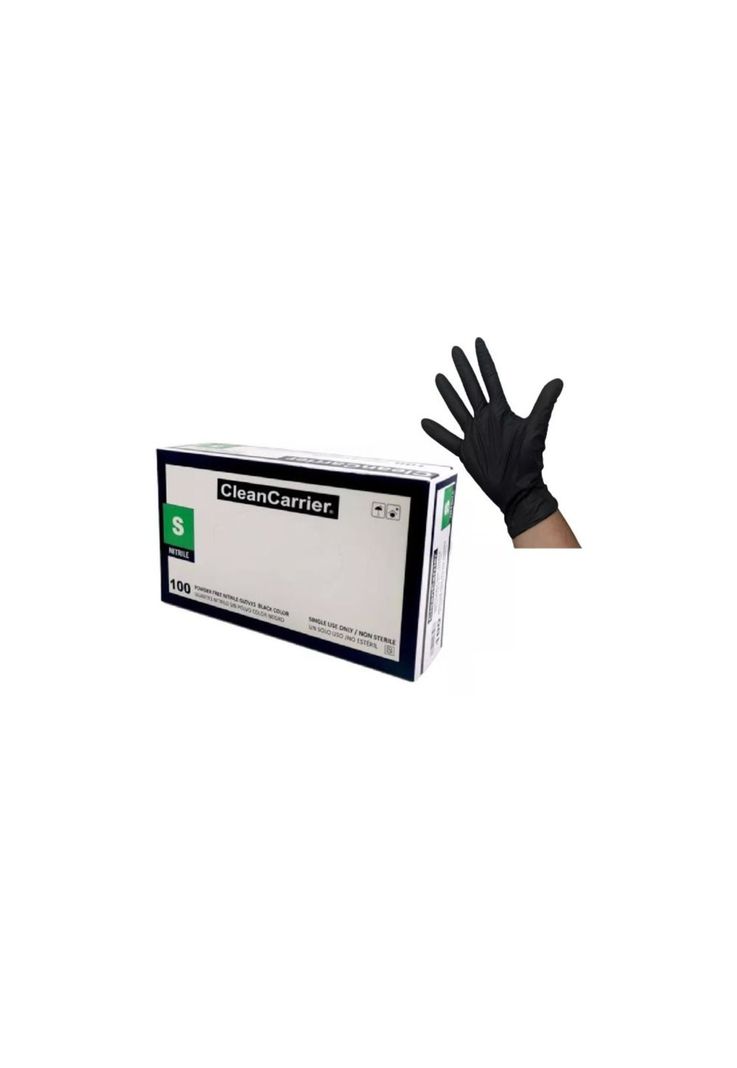 Guantes De Nitrilo Negro Clean Carrier 100un Talla S-0