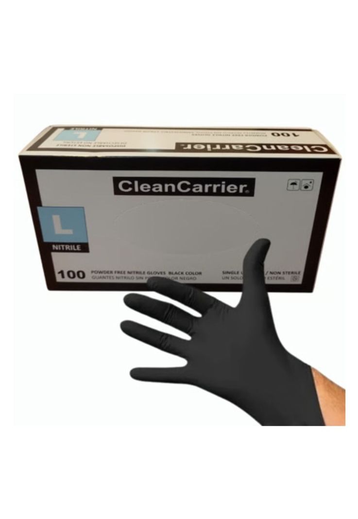 Guantes De Nitrilo Negro Clean Carrier 100un Talla L-1