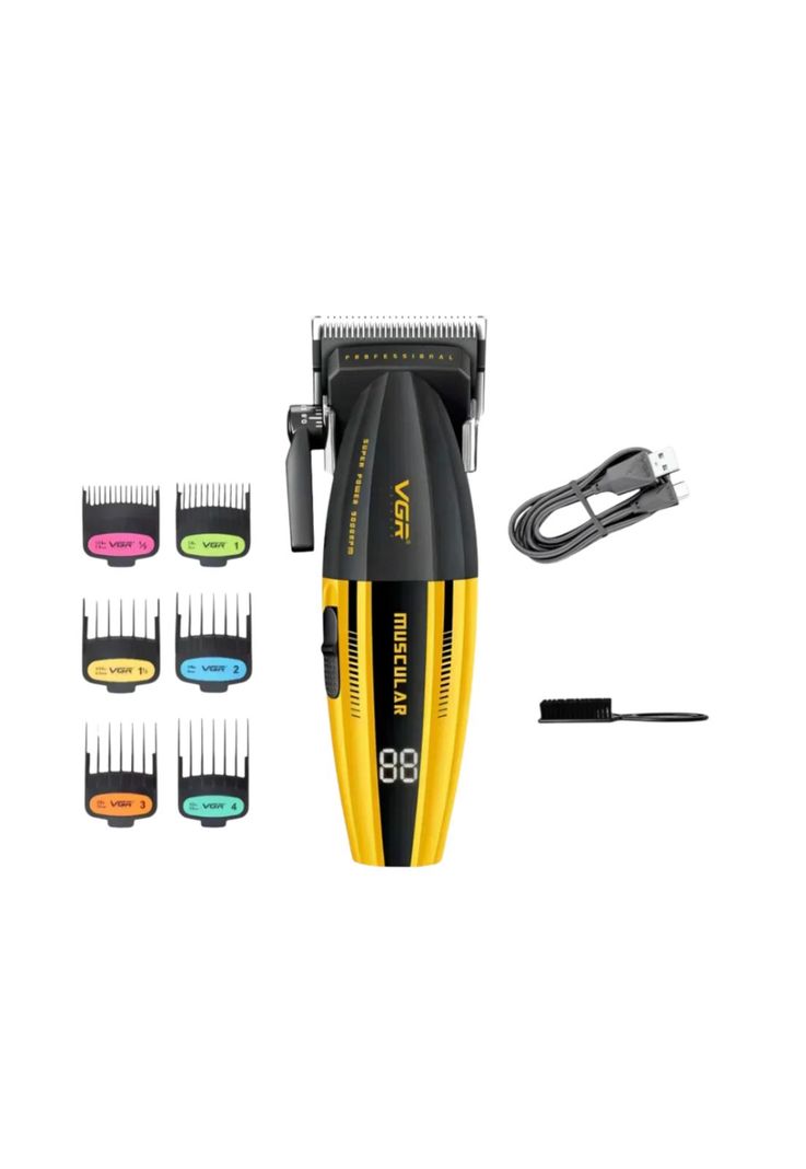 Maquina Cortar Pelo Profesional VGR V-285C Muscular Amarillo