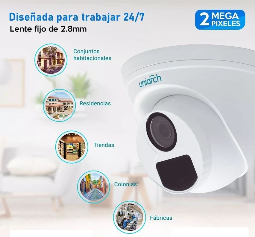 Cámara de Seguridad IP POE Domo Torreta 2MP Exterior Micrófono-2