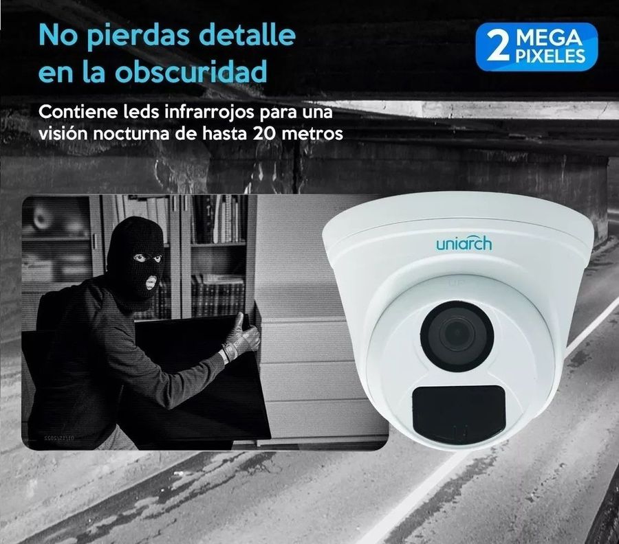Cámara de Seguridad IP POE Domo Torreta 2MP Exterior Micrófono-3