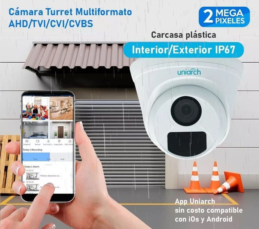 Cámara de Seguridad IP POE Domo Torreta 2MP Exterior Micrófono-4