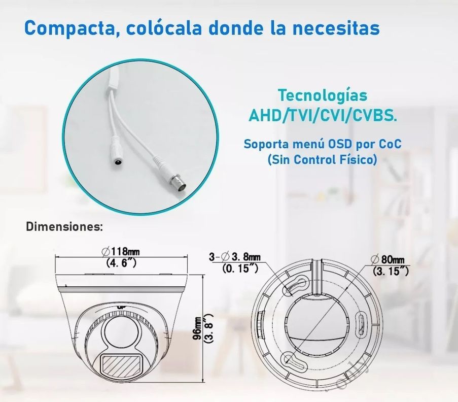 Cámara de Seguridad IP POE Domo Torreta 2MP Exterior Micrófono-6