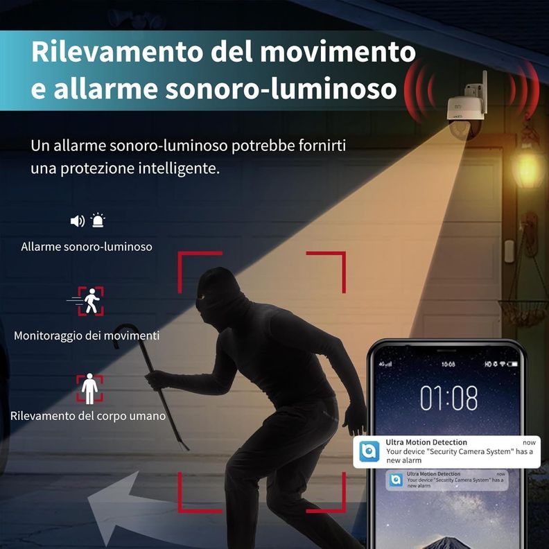 Cámara de Seguridad Wifi 360 IP 2K 3MP Color Luz LED Sirena-2