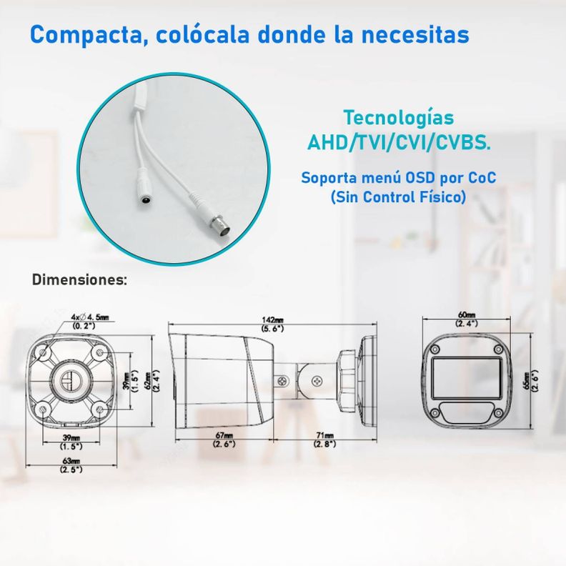 Cámara de Seguridad Análoga Bala 2MP Exterior Micrófono IR-4