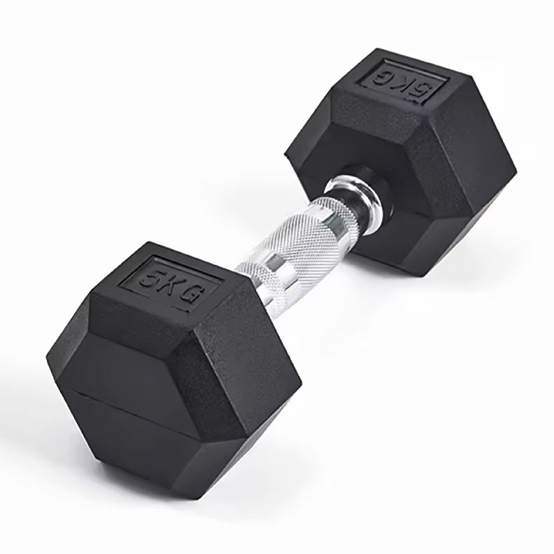 Mancuerna Hexagonal 5kg Acero y Caucho Overfit-0