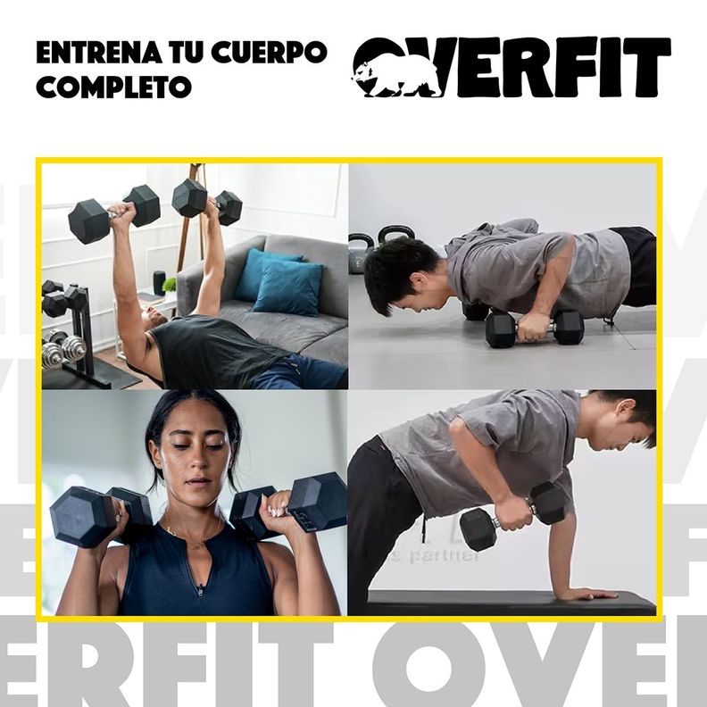 Mancuerna Hexagonal 5kg Acero y Caucho Overfit-4