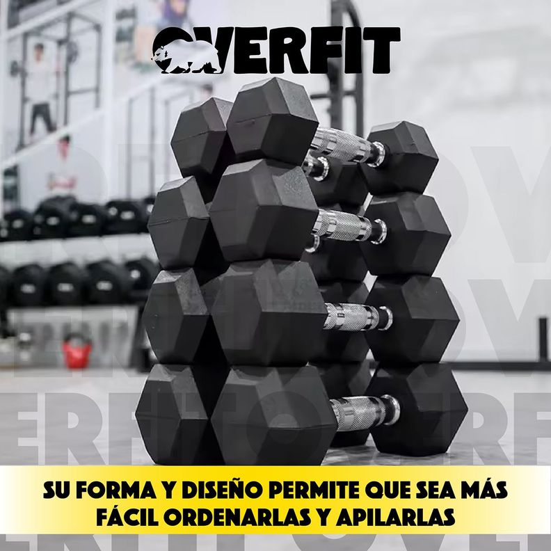 Mancuerna Hexagonal 5kg Acero y Caucho Overfit-6