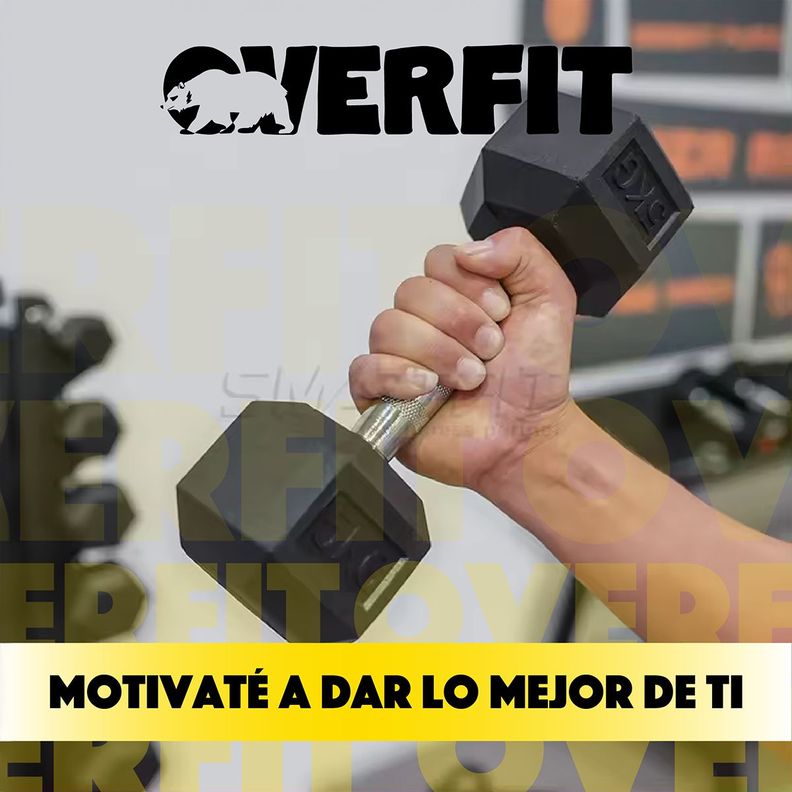 Mancuerna Hexagonal 5kg Acero y Caucho Overfit-7