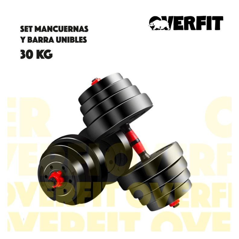 Set Mancuernas Y Barra Unibles 30kg Fitness Pesas Ajustables-1