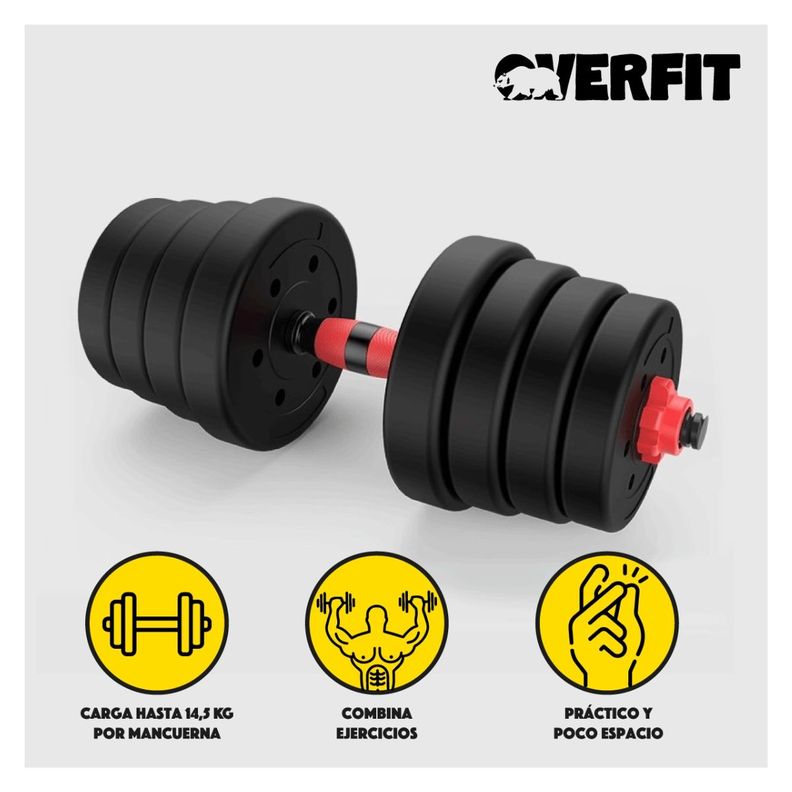Set Mancuernas Y Barra Unibles 30kg Fitness Pesas Ajustables-4