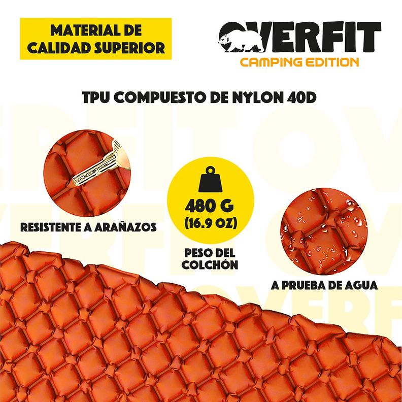 Colchoneta Inflable Individual Camping Overfit Light 5cm-2