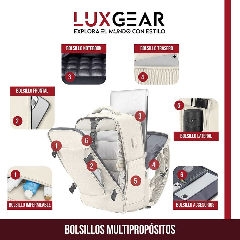 Mochila De Viaje Expansible Luxgear NomadLifeV2 Impermeable-4