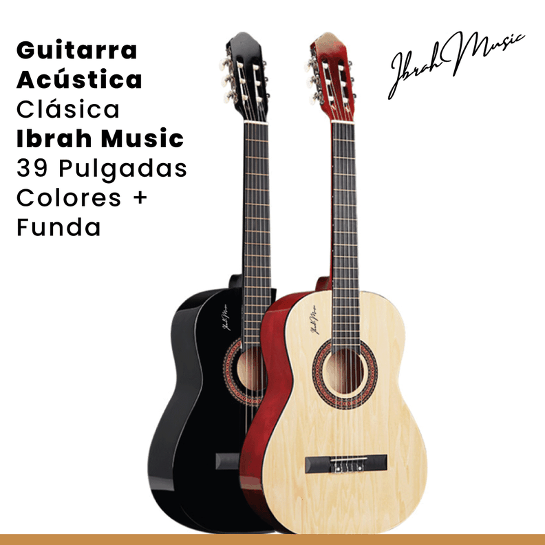 Guitarra Acústica Clásica Ibrah 39 Pulgadas Colores + Funda-2