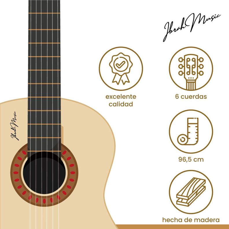 Guitarra Acústica Clásica Ibrah 39 Pulgadas Colores + Funda-3