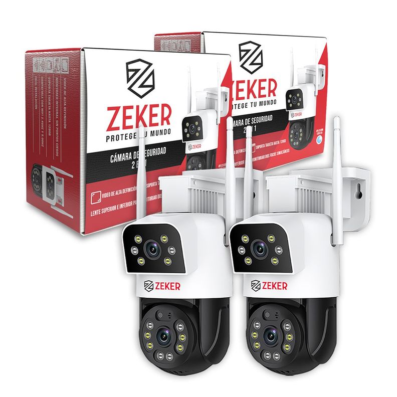 Pack x2 Cámara De Seguridad 5G Zeker Doble 4MP Impermeable-0