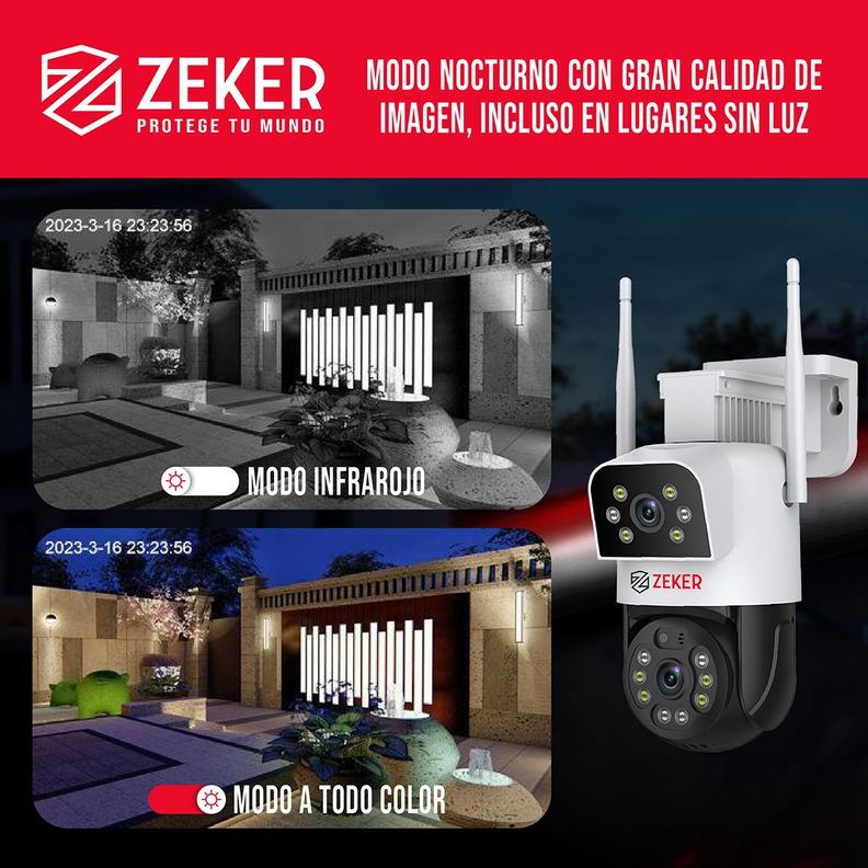 Pack x2 Cámara De Seguridad 5G Zeker Doble 4MP Impermeable-4