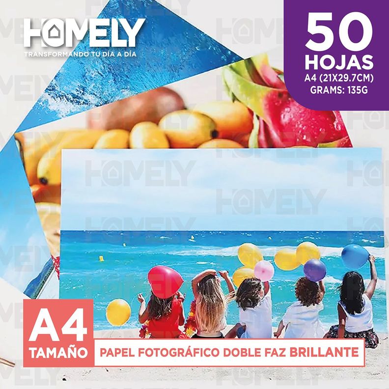 Papel Fotografico A4 Doble Faz Camara Foto Homely 50 Unidad-2