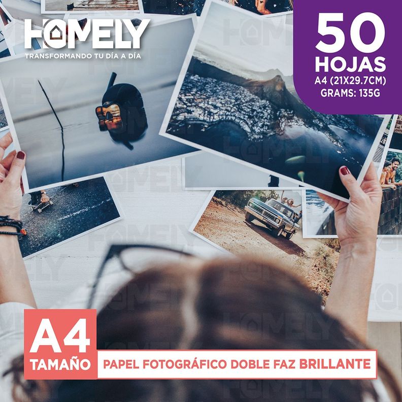 Papel Fotografico A4 Doble Faz Camara Foto Homely 50 Unidad-4