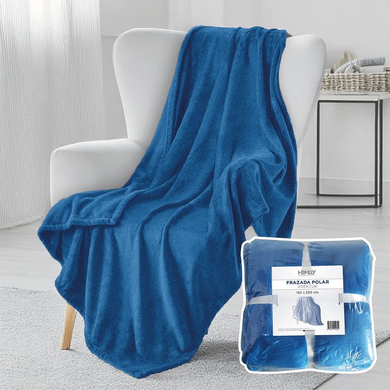 Frazada Polar Termica 2 Plazas Homely Manta 150x200cm Azul-0