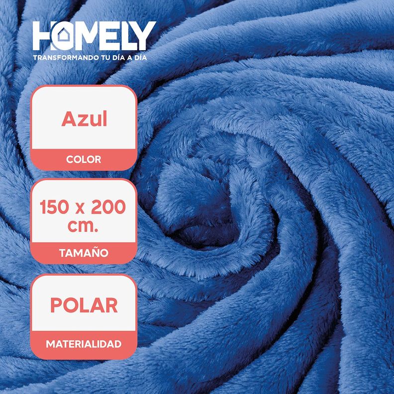 Frazada Polar Termica 2 Plazas Homely Manta 150x200cm Azul-1