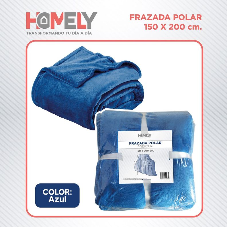 Frazada Polar Termica 2 Plazas Homely Manta 150x200cm Azul-2