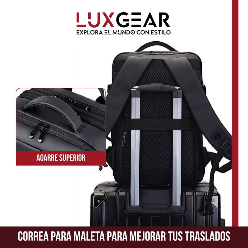 Mochila Maleta Viaje Cabina Luxgear Notebook Impermeable 48L-5