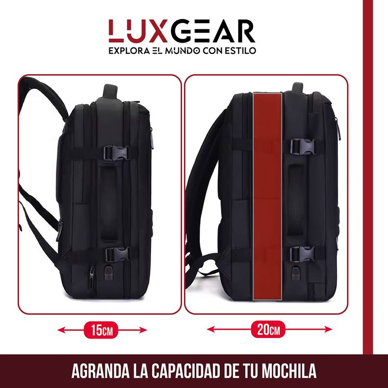 Mochila Maleta Viaje Cabina Luxgear Notebook Impermeable 48L-2