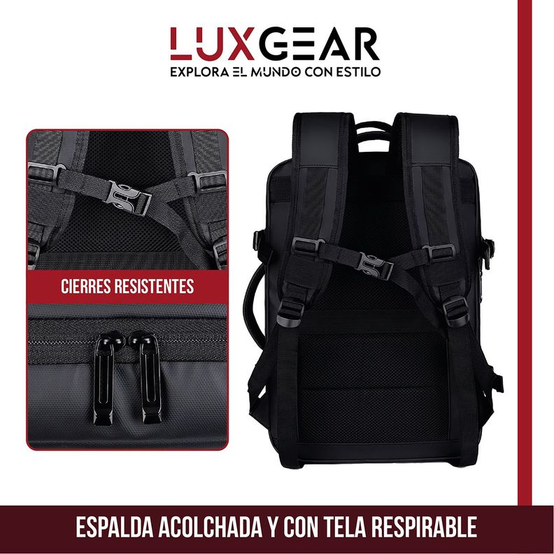 Mochila Maleta Viaje Cabina Luxgear Notebook Impermeable 48L-3