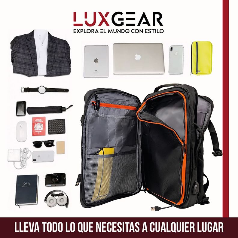 Mochila Maleta Viaje Cabina Luxgear Notebook Impermeable 48L-7
