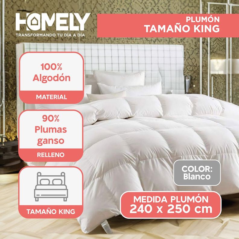 Cubrecama Cobertor King 90% Pluma Pecho Ganso Homely Luxury-1