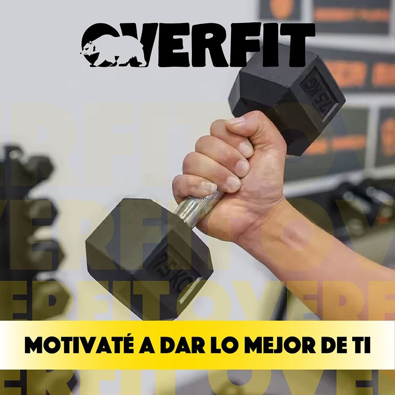 Mancuerna Hexagonal 7.5kg Acero y Caucho Overfit-7