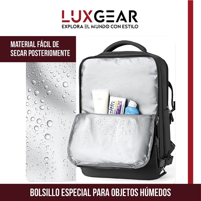 Mochila De Viaje Luxgear NomadLife Impermeable Cabina - Negro-5