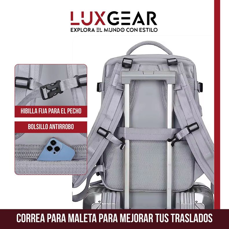 Mochila De Viaje Luxgear NomadLife Impermeable Cabina - Negro-6