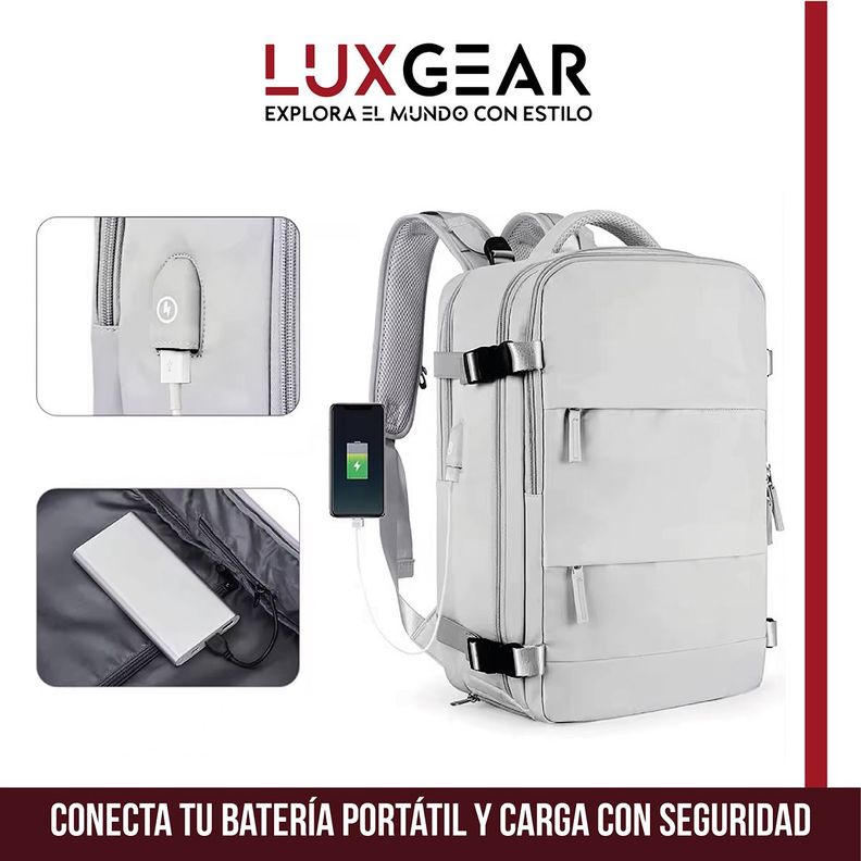 Mochila De Viaje Luxgear NomadLife Impermeable Cabina - Negro-7